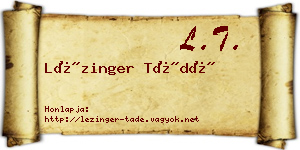 Lézinger Tádé névjegykártya